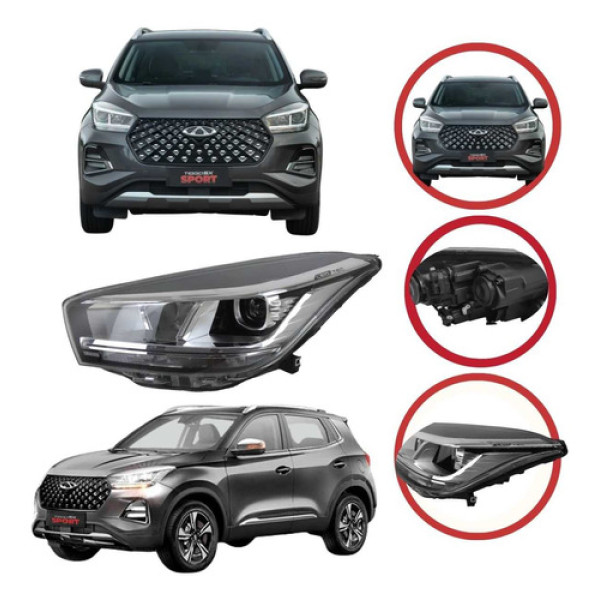 *farol Led Esquerdo Tiggo 5x Pro Sport Turbo Ano 2023 A 2024