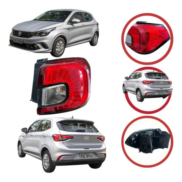 *lanterna Traseira Direita Fiat Argo 2018 A 2020 Direito/passageiro Vermelho