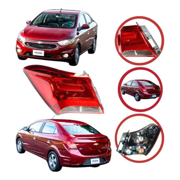 Lanterna Esquerda Chevrolet Prisma 2017 A 2022 Esquerdo/motorista Vermelho